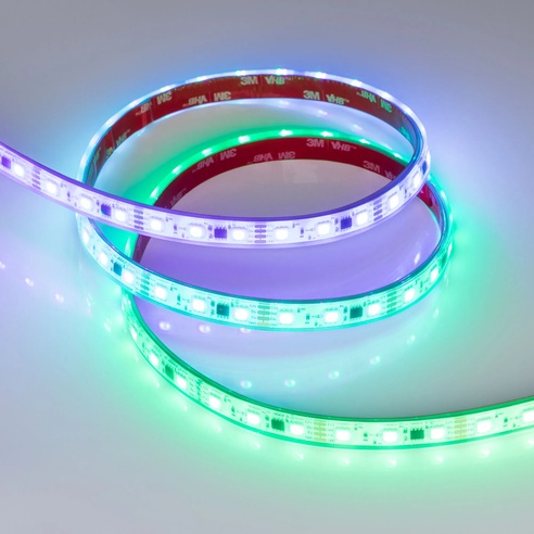Лента светодиодная герметичная SPI-PFS-B60-12mm 12V RGB-PX3-BPT (12 W/m, IP68, 5060, 5m) (Arlight, бегущий огонь)