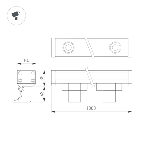Светодиодный прожектор AR-LINE-1000L-36W-24V RGB (Grey, 30 deg, DMX512) (Arlight, Закрытый)
