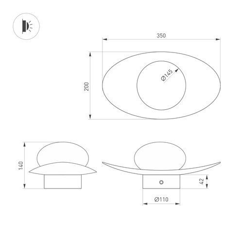 Светильник SP-PERLEN-WALL-L350-6W Warm3200-MIX (GD, 150 deg, 230V, TOUCH-DIM) (Arlight, IP20 Металл, 5 лет)