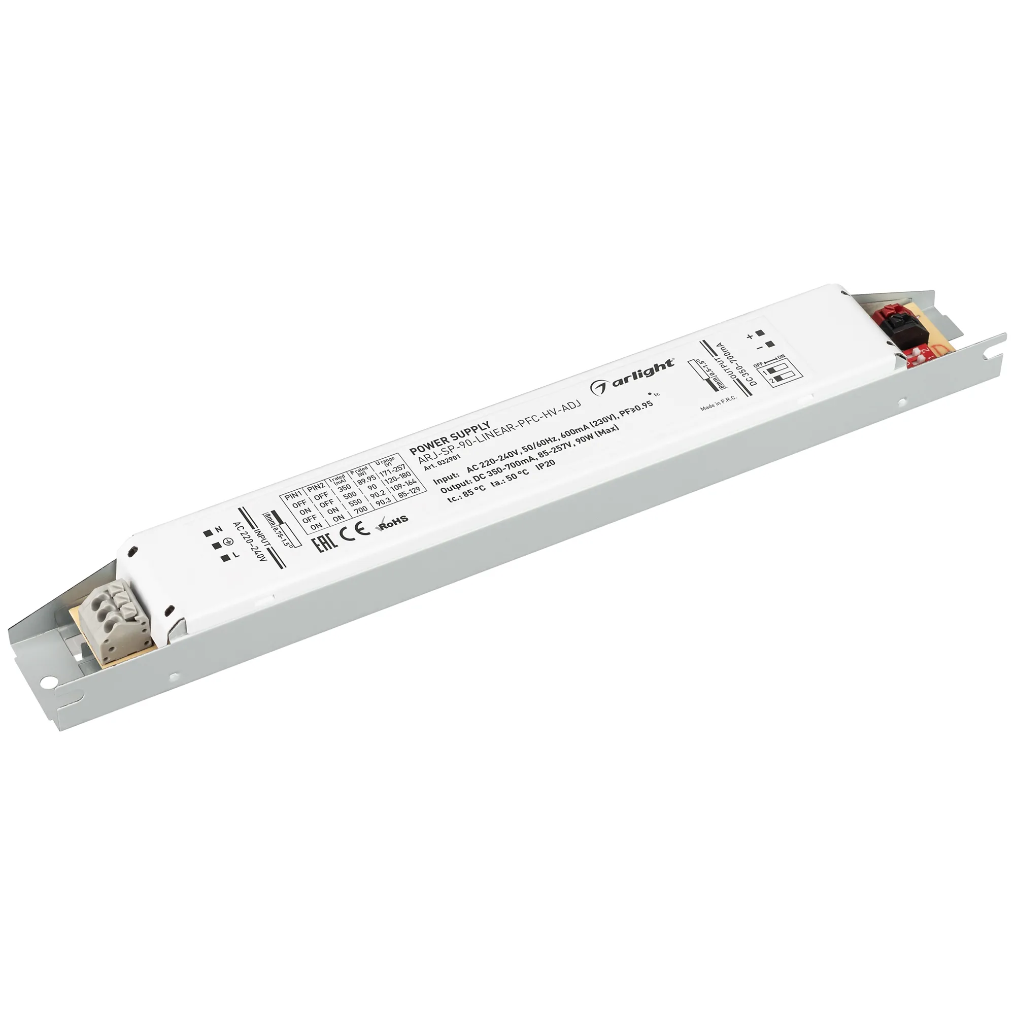 Блок питания ARJ-SP-90-LINEAR-PFC-HV-ADJ (90W, 350-700mA) (Arlight, IP20 Металл, 5 лет) - изображение товара