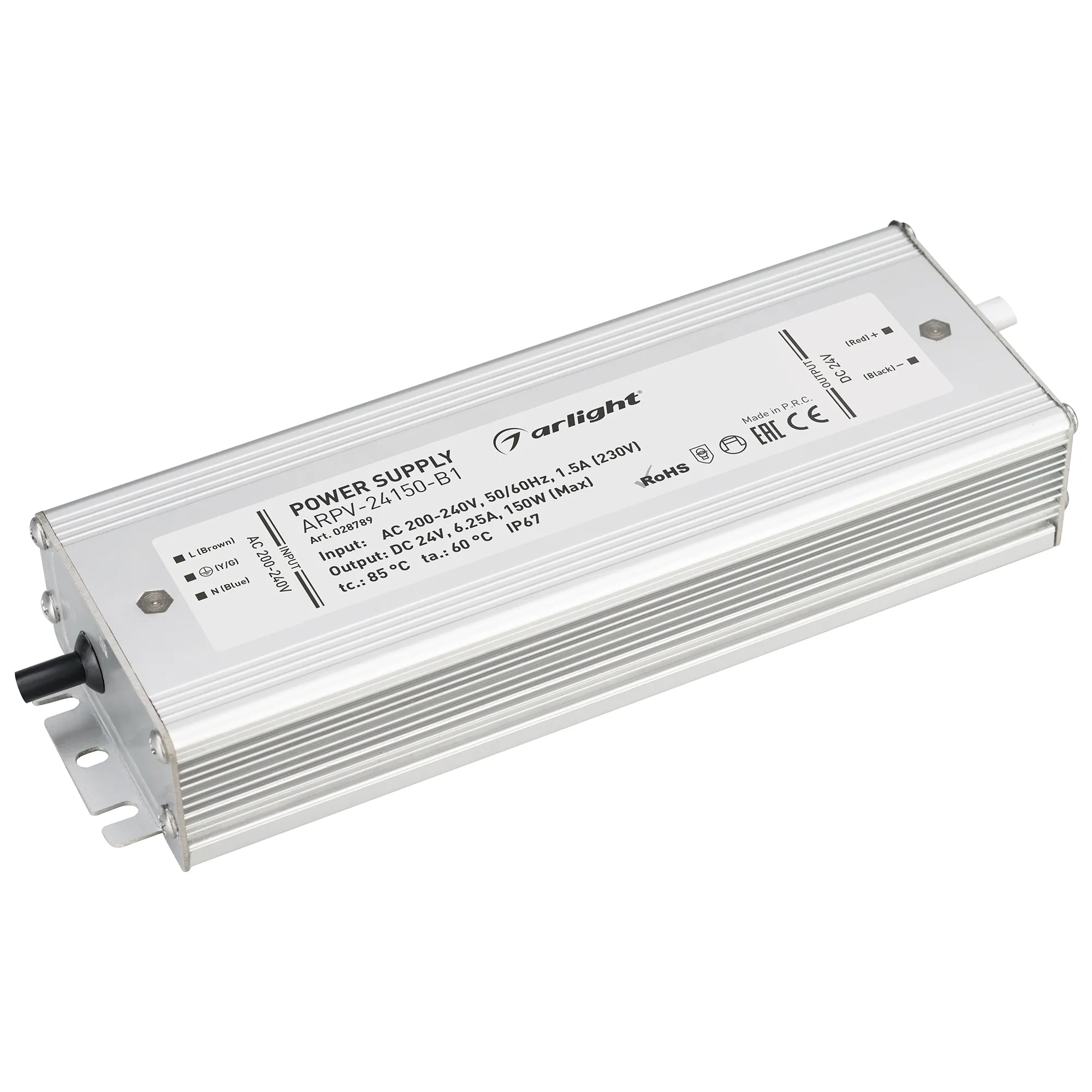 Блок питания ARPV-24150-B1 (24V, 6,3A, 150W) (Arlight, IP67 Металл, 3 года) - изображение товара