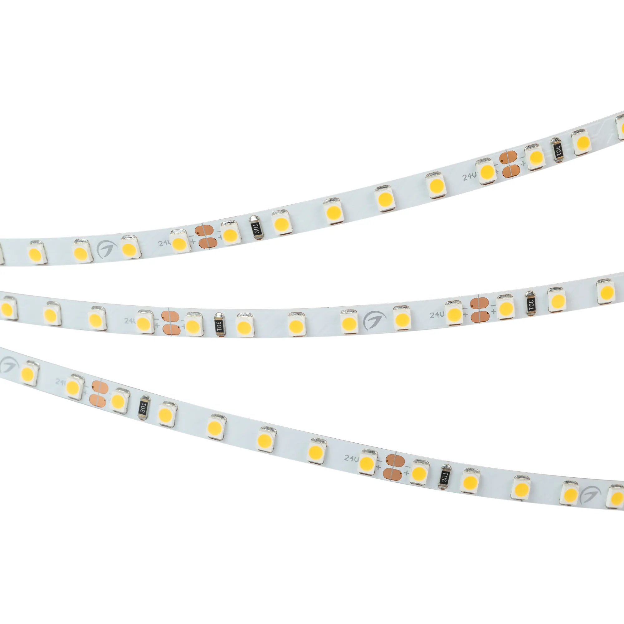Лента светодиодная RT 2-5000 24V Cool 15K 5mm 2x (3528, 600 LED, LUX) (Arlight, 9.6 Вт/м, IP20)