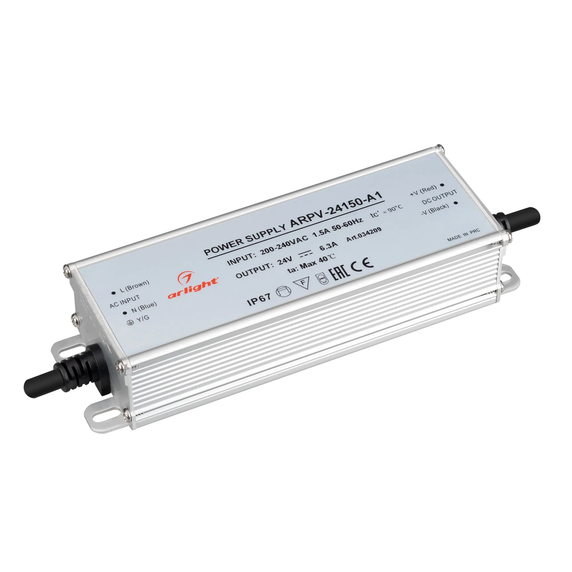 Блок питания ARPV-24150-A1 (24V, 6.25A, 150W) (Arlight, IP67 Металл, 3 года) - изображение товара