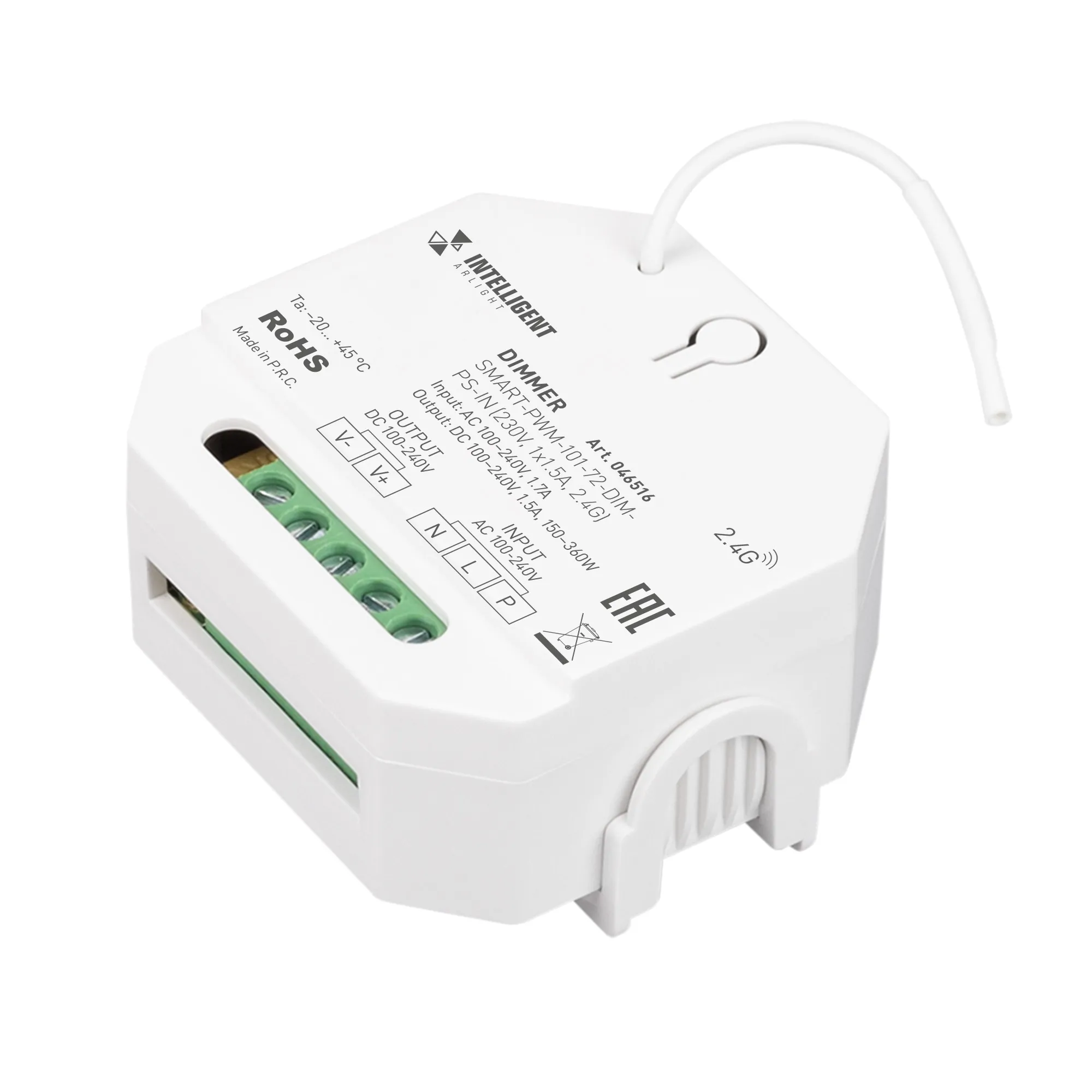 INTELLIGENT ARLIGHT Диммер SMART-PWM-101-72-DIM-PS-IN (230V, 1x1.5A, 2.4G) (IARL, IP20 Пластик, 5 лет) - изображение товара