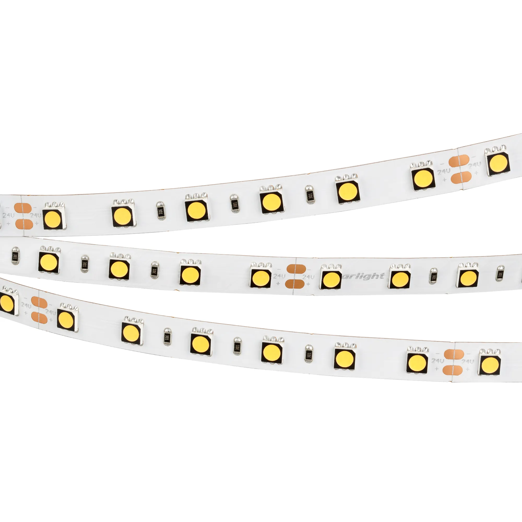 Лента светодиодная RT 2-5000 24V Warm3000 2x (5060, 300 LED, CRI98) (Arlight, 14.4 Вт/м, IP20)