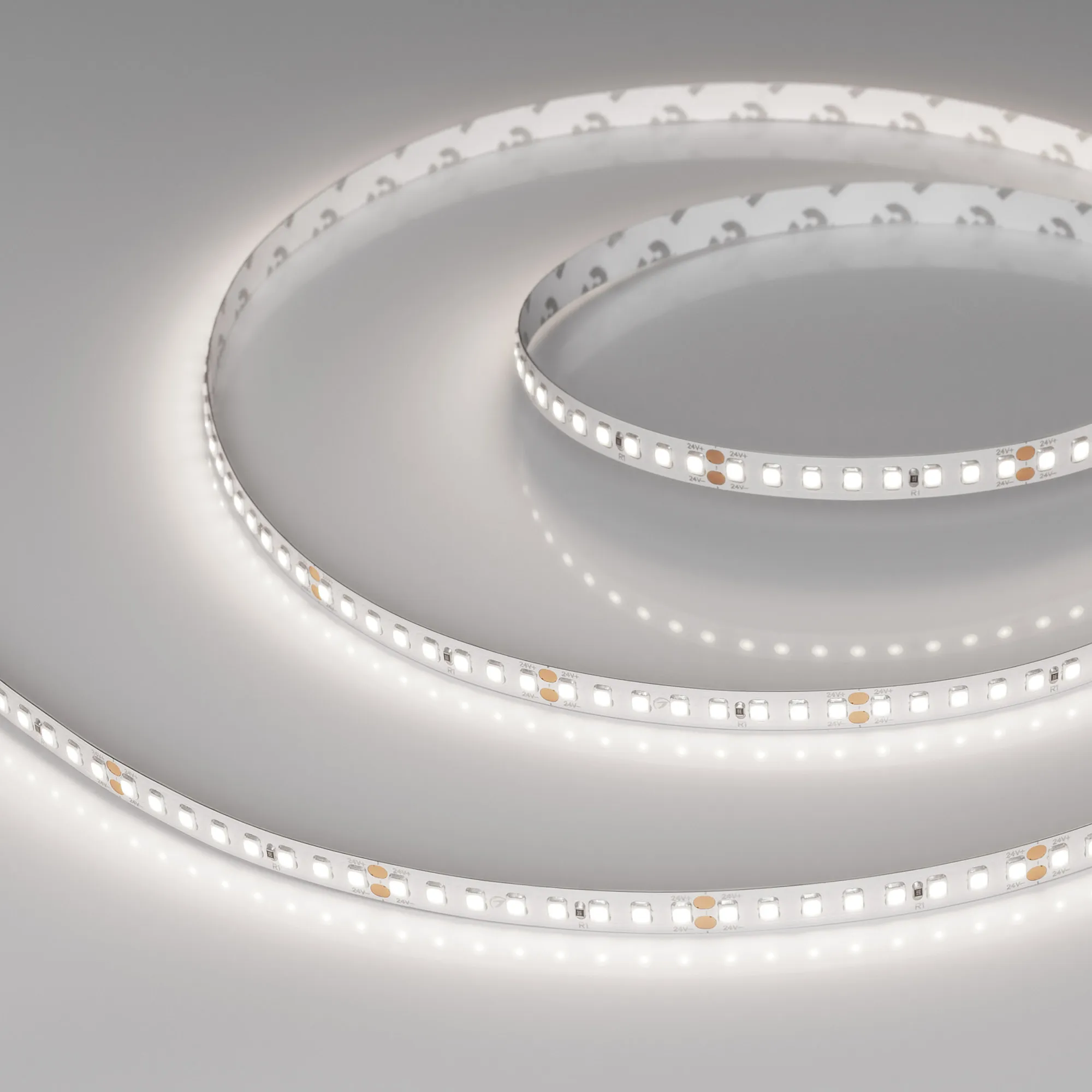 Лента светодиодная RT-A160-8mm 24V Day5000 (12 W/m, IP20, 2835, 5m) (Arlight, высок.эфф.150 лм/Вт) - изображение товара