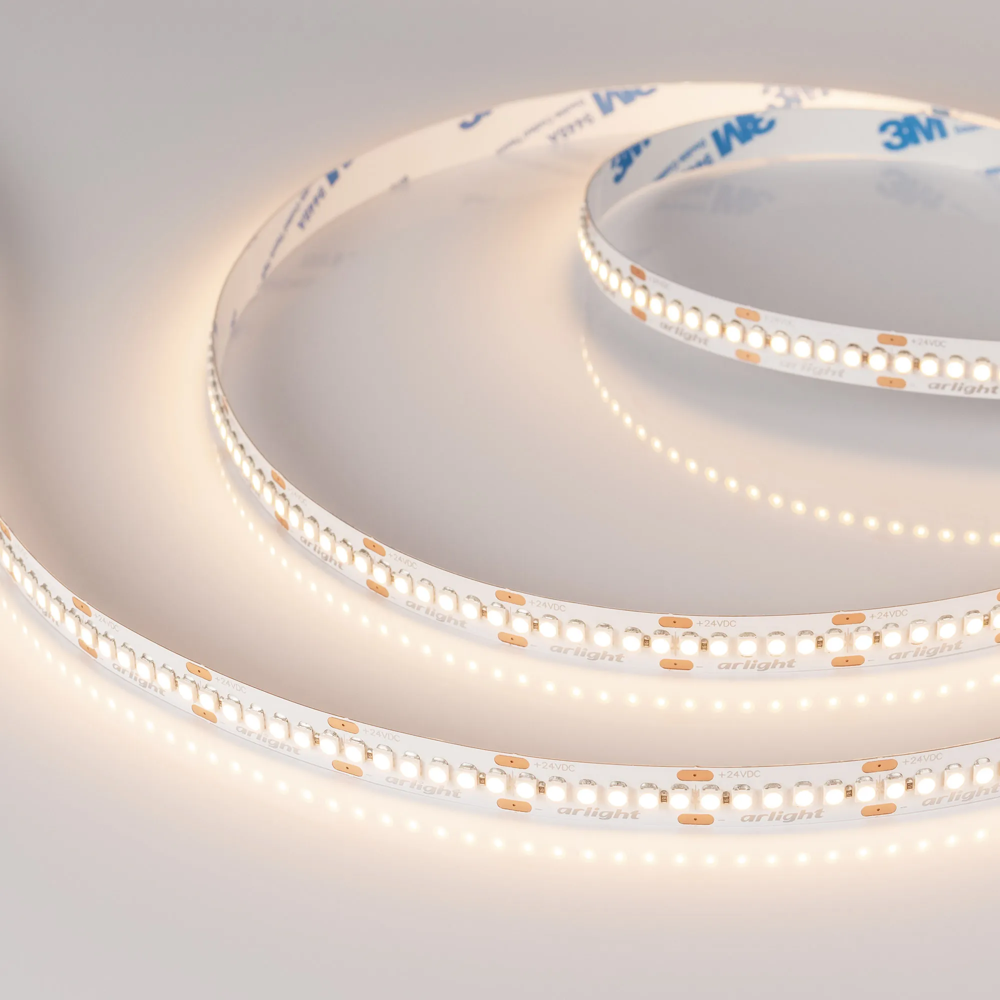 Лента светодиодная RT-A240-10mm 24V Warm3000 (19.2 W/m, IP20, 3528, 5m) (Arlight, Открытый)